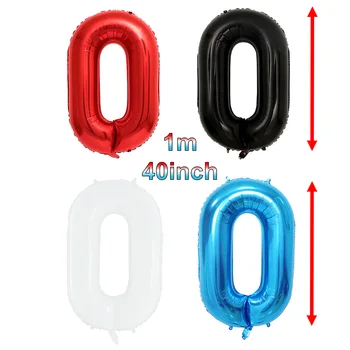 40inch Fekete Fehér Piros Kék Digitális léggömb Színes Cool Balloons 0-9 szám Születésnapi zsúr Lakberendezés Hélium Globos ajándék