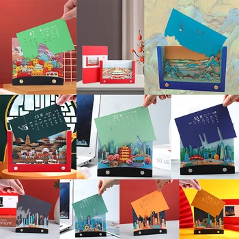 3D Memo Pad Art Öntapadó jegyzetek, Kínai stílusú jegyzettömb 3D papírkártya Kézműves karakter Sziluett Íróasztal dekoráció DIY kreatív ajándék