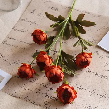 Művirág selyem vintage bazsarózsa gótikus rózsa csokor esküvői vázához otthoni szoba asztal középpontja DIY ajándék party dekoráció