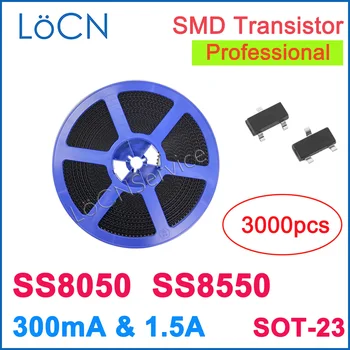 LoCN 3000PCS SS8050 SS8550 SOT23 Y1 Y2 tranzisztor 300MA 1.5A 1500MA Magas Nagy áram Kiváló minőségű SOT-23