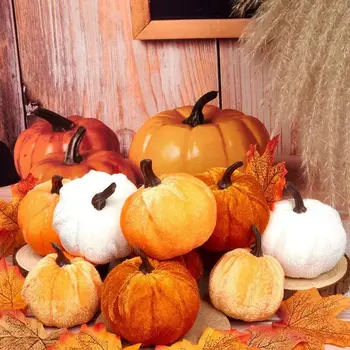 4db Többszínű Hamis Tök Aranyos Színes DIY Halloween dekoráció Bársony fotózás Kellékek Hab sütőtök Ghost Fesztivál