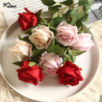 Meldel 1 db hamis virág Flanelette rózsa otthoni esküvői dekorációhoz Műrózsa virágág szobához Váza dekoráció Luxus virág