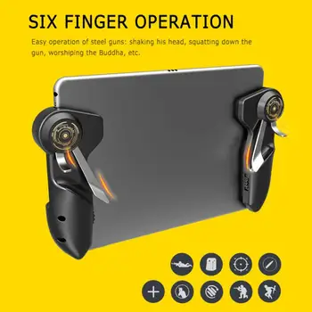  mobil PUBG játékvezérlő iPad táblagéphez Hat ujjas játék joystick fogantyú Cél gomb L1R1 lövöldözős játékvezérlő trigger