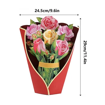 3D Pop-Up papír Virágok csokor Üdvözlőlapok ,Ajándékkártyák anyák napjára Születésnapi húsvét nőknek D