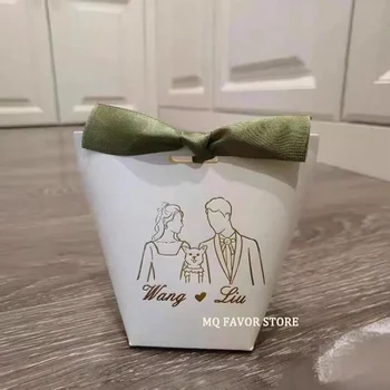 50db személyre szabott Esküvői szívességek és ajándék találgatásokhoz FEHÉR PIROS FEKETE cukorkás doboz EGYEDI bronzosító logó születésnapi ajándékok visszaküldés