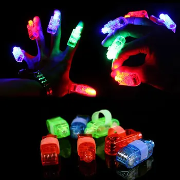 100db / tétel LED lézeres ujjlenyomat fény elemmel működő villogó fények Chistmas dekoráció Gyermekek
