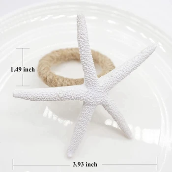 Kézzel készített tengeri csillag szalvétagyűrű készlet 24, fehér mű tengeri csillag szalvéta gyűrűtartó esküvőre, partira, étkezőasztalra