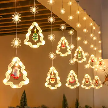 Karácsonyfa füzér fények Karácsonyi füzér fények Kültéri vízálló fa lámpák USB tápellátású karácsonyi függő díszek