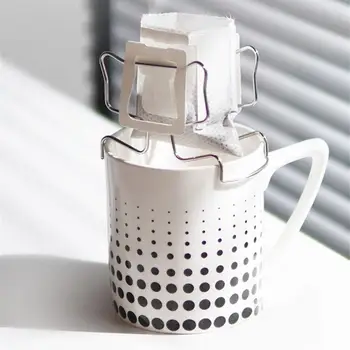 Hordozható kávészűrő tartó Függő fül Újrafelhasználható kültéri teaszűrők Kávécsepegtető csepp papírzacskó Fém polc kávéhoz