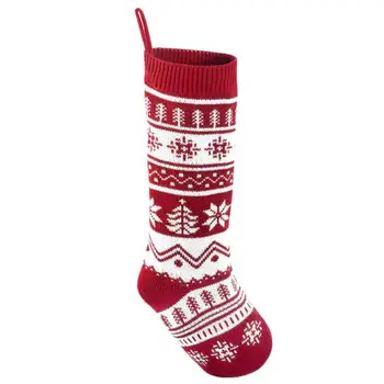 Karácsonyi harisnya Kötött piros-fehér zokni Szép ajándéktáskák otthonra Kandallófa Karácsonyi díszek Navidad kellékek
