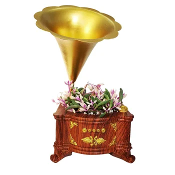 Classic retro fonográf virágcserép díszgyanta kézművesség Egyedi cserepes növénytároló asztali ültetőedények dekorációs ültetéshez