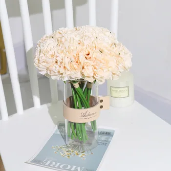5fej/csomag Bazsarózsa műselyem virágok lakberendezéshez Esküvői csokor menyasszonynak Hamis virág DIY Pomponok Rózsák Virágok