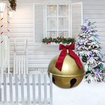 Nagy karácsonyi felfújható kézműves játékok Harangjáték óriás PVC golyós léggömb dekoráció Kültéri 60cm nyomtatás Újévi parti kellékek