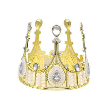 4Pcs arany korona tiara torta feltétje babaváró születésnapi hercegnő parti esküvői torta dekorációk strassz kristály