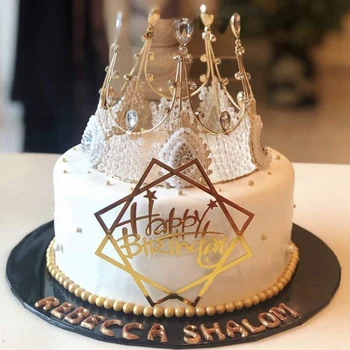 4Pcs arany korona tiara torta feltétje babaváró születésnapi hercegnő parti esküvői torta dekorációk strassz kristály