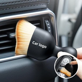 Autó belső tisztító kefe logóval Légkondicionáló kimenet Puha kefe tisztítása Autó belső rések Porkefe autóalkatrészek