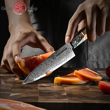 5,5 hüvelykes használati kés ultraéles japán damaszkuszi acél 67 rétegű szakács konyhai főzőeszközök piros fehér fogantyú karácsony