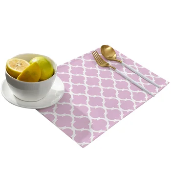 geometriai rózsaszín marokkói mintás tányéralátét étkezőhöz Asztali étkészlet szőnyegek Konyhai mosogatószőnyeg pad 4/6db asztali szőnyeg lakberendezés