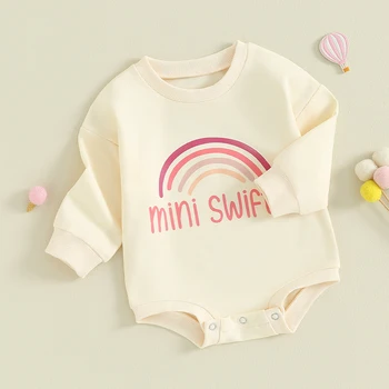 Újszülött csecsemő kislányok hosszú ujjú romper Mini Swiftie Letter Print szivárványos bodyk őszi téli ruhák