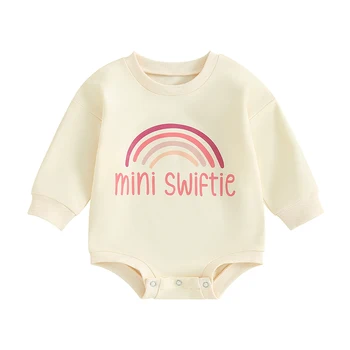 Újszülött csecsemő kislányok hosszú ujjú romper Mini Swiftie Letter Print szivárványos bodyk őszi téli ruhák