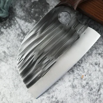 Konyhai szakács kés Kézzel készített kovácsolt főző hentes kés vadászat Kültéri kemping eszköz Otthoni kiegészítő bőr hüvelyhüvelyek