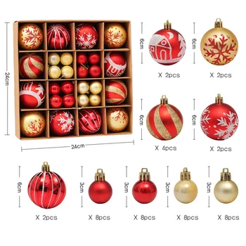 3cm64db galvanizáló fényes felület speciális alakú karácsonyi bálkészlet karton karácsonyfa dekoráció medál függő labda