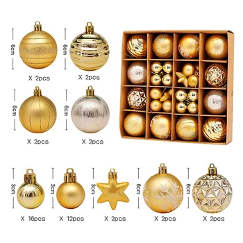 3cm64db galvanizáló fényes felület speciális alakú karácsonyi bálkészlet karton karácsonyfa dekoráció medál függő labda