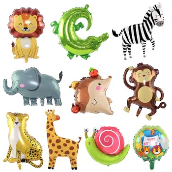 Rajzfilm állatos léggömb gyerekeknek, Aranyos szimuláció, Mosoly, Dzsungel oroszlán, Majom, Zebra, Boldog születésnapot Party Balon