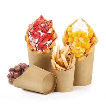  Hasábburgonya snackek Tároló táskák Kraft papírzacskó Hasábburgonya-tartók Sült csirke snack Vegye ki a csomagoló vödröt