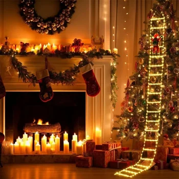 3M Mikulás mászó létra fény karácsonyi díszek 2024 Vízálló fény beltéri kültéri karácsonyi dekorációhoz Navidad 2023