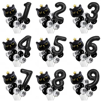 1. 1 2 3 4 5 6 7 8 9 éves Boldog születésnapot szám fólia léggömbök lány első fél dekoráció gyerekek macska állat globos kellékek