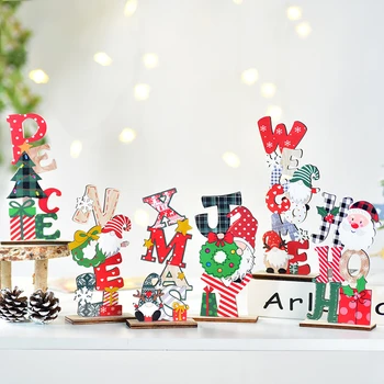 Karácsonyi fa asztali álló díszek Üdvözöljük Navidad 2023 karácsony Noel levél fa jel boldog karácsonyi dekoráció otthonra