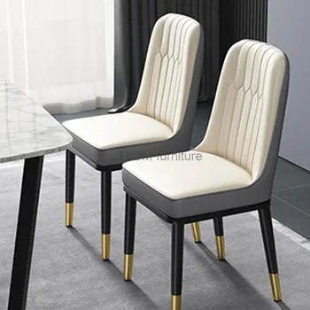 Bőr nappali étkezőszékek Nordic Modern luxus padló Étkezőszék tervező Ergonomikus Sillas de Comedor bútorok