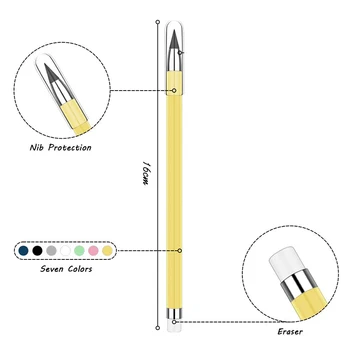 7Pcs örök ceruza ólommag kopásálló Nem könnyű eltörni ceruzák Hordozható cserélhető toll Írószer kellékek 7 szín