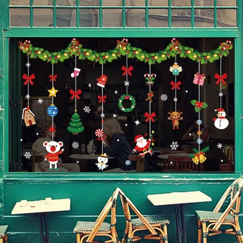 Karácsonyi fali ablak karácsonyi matricák Karácsonyi dekoráció otthonra 2020 Boldog karácsonyi díszek Karácsony Navidad Újév 2021