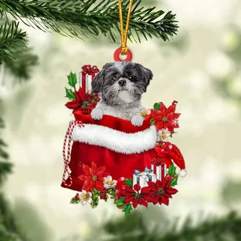 2024 Új rajzfilm kutya karakter karácsony előtt Autó medál karácsonyfa medál karácsonyi dekoráció medál karácsony