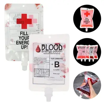 20Pcs Halloween vérzsák 250ml PVC élelmiszer minőségű italtáska Haloween Party dekorációhoz Horror kellékek Cosplay vámpír vértasak