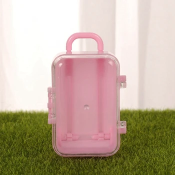 5X rózsaszín Mini Roller Utazóbőrönd Cukorka doboz Személyiség Kreatív esküvői cukorka doboz Poggyász Kocsi tok