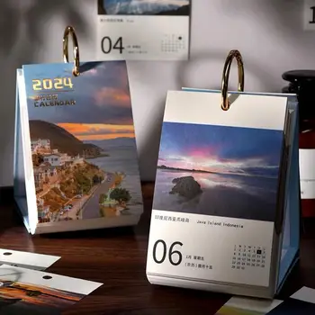 2024 Utazási naptár Kreatív dekoratív világ Szépségnaptár Ins asztali kijelző ajándékok eredeti gyönyörű egyedi asztali naptár
