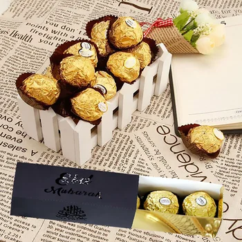10db Eid Mubarak csokoládé cukorka doboz Ramadan Kareem DIY ajándékdobozok Iszlám Muszlim Fesztivál Boldog Al-Fitr Rendezvény Party kellékek