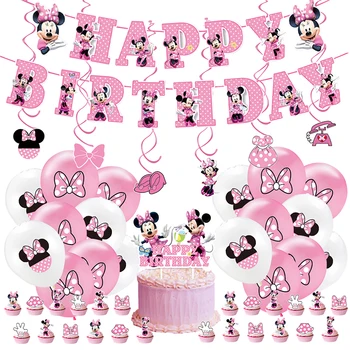 Disney Minnie egér születésnapi zsúr dekoráció Kislány rózsaszín étkészlet kellékek Papírpohár tál léggömb terítő Babaváró
