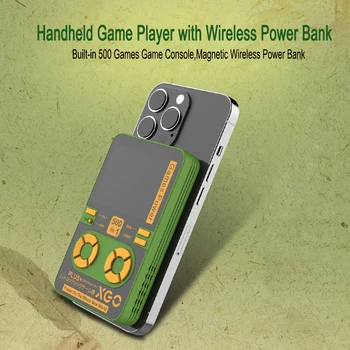beépített 500 klasszikus gyermekkori játék Retro játékkonzol Vezeték nélküli Power Bank 5000mAh 2 az 1-ben Magsafe 15 W-os gyorstöltés iPhone-hoz