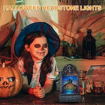 Halloween LED temetői sírkövek Koponya sírkő lámpa ijesztő kísértetjárta ház dekorációkhoz Ijesztő koponya temető lámpa