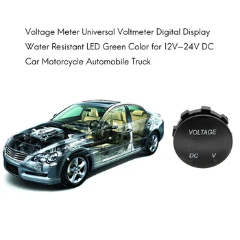 feszültségmérő Univerzális voltmérő digitális kijelző vízálló LED zöld szín 12V-24V DC autó motorkerékpár teherautóhoz