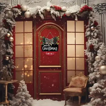Boldog karácsonyt hangjel Fa karácsonyi koszorú ajtó akasztó Karácsonyi újévi beltéri kültéri lakberendezés