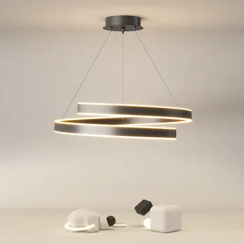 SANDYHA Új minimalista kerek gyűrűs csillár Modern Nordic Led lámpa hálószobához, nappalihoz Beltéri dekoráció függő világítótestek