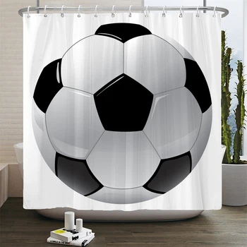 Futball mintás zuhanyfüggöny Sport fiú stílusú vízálló poliészter Bothroom függöny szoba dekorációs függöny akasztókkal