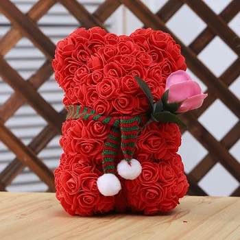 50Pcs 3.5Cm hab rózsafejek Diy Valentin-napi rózsa esküvői dekoratív ajándék virágok művirág mackó rózsa