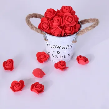 50Pcs 3.5Cm hab rózsafejek Diy Valentin-napi rózsa esküvői dekoratív ajándék virágok művirág mackó rózsa