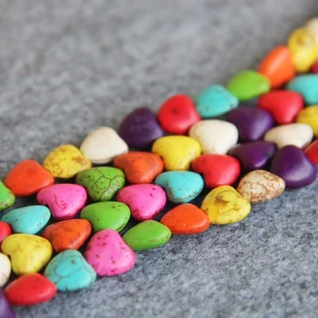 10mm többszínű szív Törökország türkiz laza gyöngyök Howlite félkész kő DIY 15inch ékszerkészítés nyaklánchoz